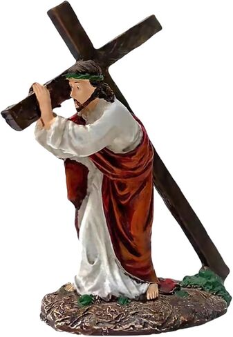 Faithful Grace Sculpted Hand-Painted Figure, Handmade Jesus Figurine Cross Figurine Statue for Baptism Pray Communion Christian, Decoration Gift for Home Decor Church Office Desk Shelf Window in Kuwait