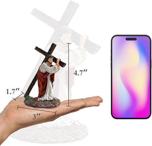 Faithful Grace Sculpted Hand-Painted Figure, Handmade Jesus Figurine Cross Figurine Statue for Baptism Pray Communion Christian, Decoration Gift for Home Decor Church Office Desk Shelf Window in Kuwait