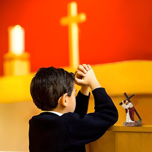 Faithful Grace Sculpted Hand-Painted Figure, Handmade Jesus Figurine Cross Figurine Statue for Baptism Pray Communion Christian, Decoration Gift for Home Decor Church Office Desk Shelf Window in Kuwait