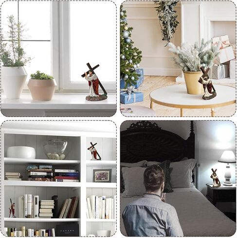 Faithful Grace Sculpted Hand-Painted Figure, Handmade Jesus Figurine Cross Figurine Statue for Baptism Pray Communion Christian, Decoration Gift for Home Decor Church Office Desk Shelf Window in Kuwait