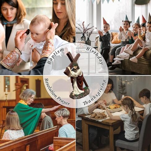 Faithful Grace Sculpted Hand-Painted Figure, Handmade Jesus Figurine Cross Figurine Statue for Baptism Pray Communion Christian, Decoration Gift for Home Decor Church Office Desk Shelf Window in Kuwait