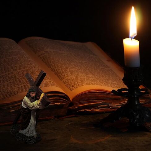 Faithful Grace Sculpted Hand-Painted Figure, Handmade Jesus Figurine Cross Figurine Statue for Baptism Pray Communion Christian, Decoration Gift for Home Decor Church Office Desk Shelf Window in Kuwait