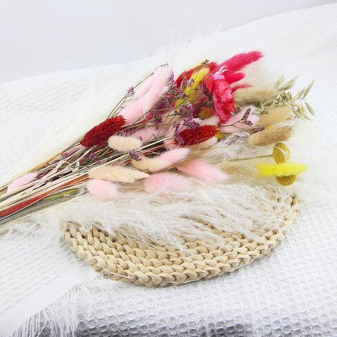 باقة زهور مجففة من CITYES، زهور طبيعية مجففة، ديكور عشبي، ذيل أرنب، الخشخاش، زهور اصطناعية، كرات القمح، كرات بيلي، زهور مجففة للمنزل، حفل زفاف، زهور، قطع مركزية للطاولة in Kuwait