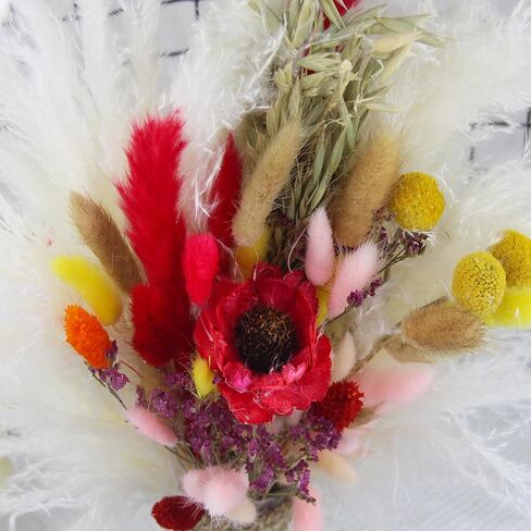 باقة زهور مجففة من CITYES، زهور طبيعية مجففة، ديكور عشبي، ذيل أرنب، الخشخاش، زهور اصطناعية، كرات القمح، كرات بيلي، زهور مجففة للمنزل، حفل زفاف، زهور، قطع مركزية للطاولة in Kuwait