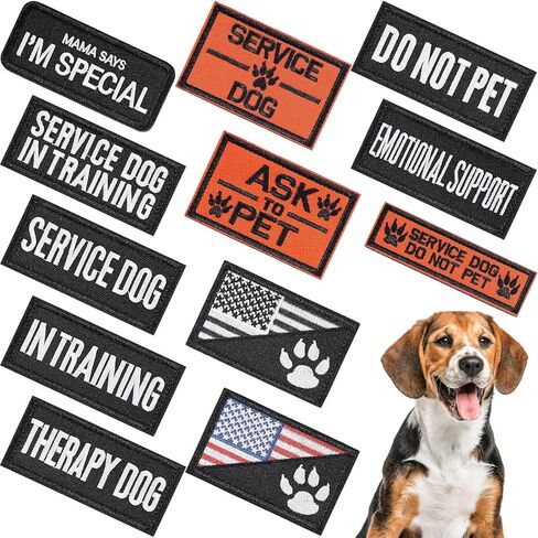 12 قطعة من رقع خدمة الكلاب التكتيكية القابلة للازالة، رقع سرج الكلاب، رقع مطرزة بحلقة خطافية لتدريب الكلاب، علم الولايات المتحدة مع رقع مخالب لخدمة تدريب الكلاب والعمل in Kuwait
