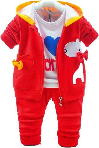 Yao 6M-4Y 3pcs Baby Girl Casual Hoodie Jacket Cotton T-Shirt Pants Sweater Giraffe in Saudi Arabia