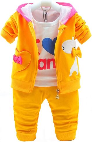 Yao 6M-4Y 3pcs Baby Girl Casual Hoodie Jacket Cotton T-Shirt Pants Sweater Giraffe in Saudi Arabia