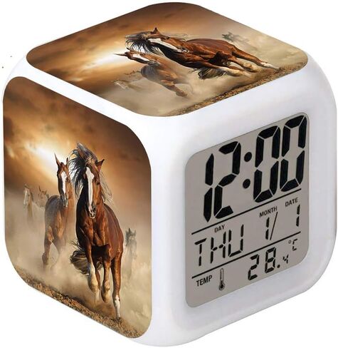 Cointone Led Alarm Clock Horse Design Creative Desk Table Clock Glowing Electronic Colorful Digital Alarm Clock for Unisex Adults Kids Toy Birthday Present in Kuwait