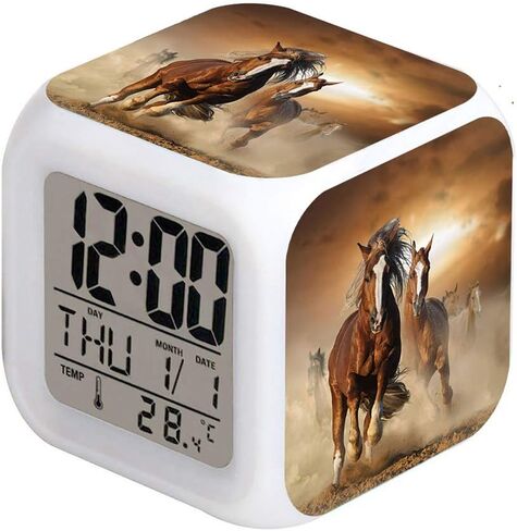 Cointone Led Alarm Clock Horse Design Creative Desk Table Clock Glowing Electronic Colorful Digital Alarm Clock for Unisex Adults Kids Toy Birthday Present in Kuwait