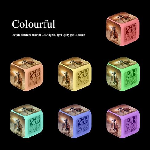 Cointone Led Alarm Clock Horse Design Creative Desk Table Clock Glowing Electronic Colorful Digital Alarm Clock for Unisex Adults Kids Toy Birthday Present in Kuwait