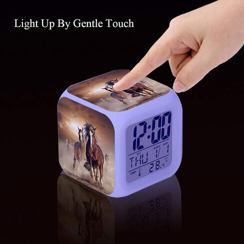 Cointone Led Alarm Clock Horse Design Creative Desk Table Clock Glowing Electronic Colorful Digital Alarm Clock for Unisex Adults Kids Toy Birthday Present in Kuwait