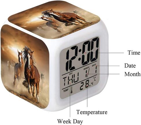 Cointone Led Alarm Clock Horse Design Creative Desk Table Clock Glowing Electronic Colorful Digital Alarm Clock for Unisex Adults Kids Toy Birthday Present in Kuwait