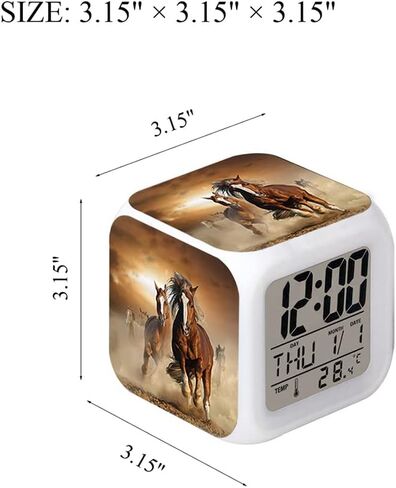Cointone Led Alarm Clock Horse Design Creative Desk Table Clock Glowing Electronic Colorful Digital Alarm Clock for Unisex Adults Kids Toy Birthday Present in Kuwait