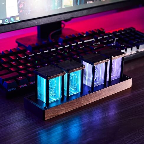 KOYPEM Nixie Tube Clock,Easy Alarm Settings and 12/24h Display - A Retro Gift to Decorate Your Desk and Bedroom in Saudi Arabia