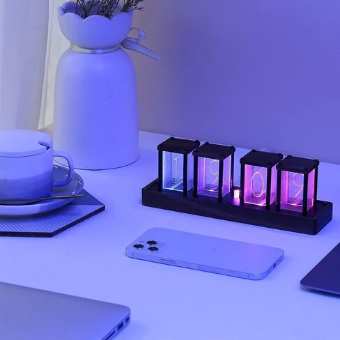 KOYPEM Nixie Tube Clock,Easy Alarm Settings and 12/24h Display - A Retro Gift to Decorate Your Desk and Bedroom in Saudi Arabia