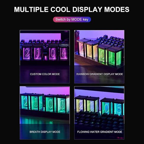 KOYPEM Nixie Tube Clock,Easy Alarm Settings and 12/24h Display - A Retro Gift to Decorate Your Desk and Bedroom in Saudi Arabia
