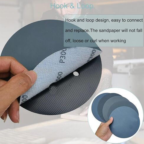 50 PCS 6 Inch Silicon Carbide Sanding Disc -10 Each of 600, 1000, 1500, 2000, 3000 Grits, 6" Hook & Loop Backing Wet or Dry Sander Paper Sander Polishing for Automotive Woodworking DA Orbital Sander in Kuwait