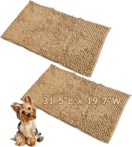 Hamiledyi 2Pack Microfiber Dog Mat for Floors, 35.4"×23.6" Waterproof Muddy Paws Door Welcome Mats for Dirty Dog Rugs Absorbent Quick Dry Pet Entryway Rugs for Mud Room Front Back Door-Brown in Saudi Arabia