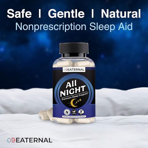 النوم الطبيعي طوال الليل يدعم تكوين عدم العادة | النوم يساعد على نوم أطول وأعمق | مكمل النوم مع جذر فاليريان، البابونج، غابا، الميلاتونين، المغنيسيوم | 60 قيراط in Kuwait