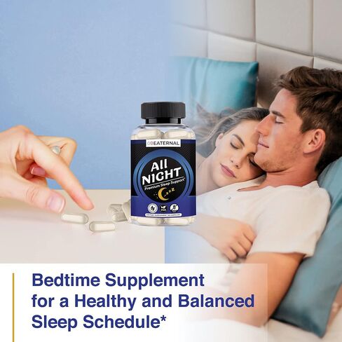 النوم الطبيعي طوال الليل يدعم تكوين عدم العادة | النوم يساعد على نوم أطول وأعمق | مكمل النوم مع جذر فاليريان، البابونج، غابا، الميلاتونين، المغنيسيوم | 60 قيراط in Kuwait