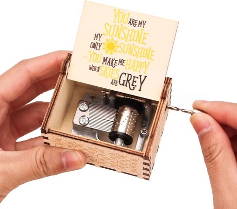 صندوق الموسيقى LMS You are My Sunshine صندوق الموسيقى المحفور بالليزر هدية للابنة من الأم في عيد ميلاد عيد الميلاد وعيد الحب لابنتها (You are My Sunshine White) in Kuwait