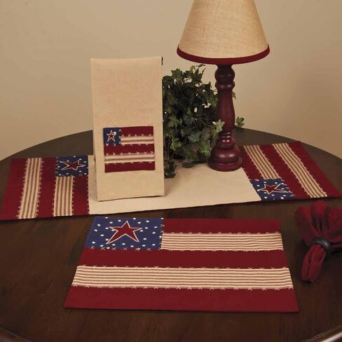 Home Collection by Raghu Stars and Stripes Nutmeg, Indigo & Barn Red Valance, 72" x 15.5", Multi Color in Kuwait