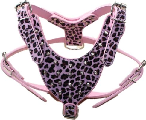 Leather Spiked & Studded Medium & Large Dog Harness for Pit Bull, Mastiff, Boxer, Bull Terrier (Red) in Saudi Arabia
