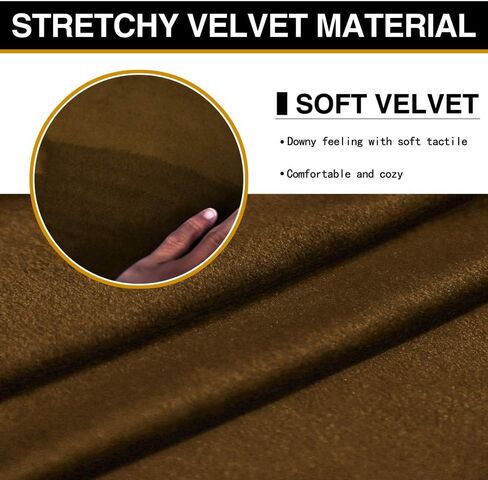 MikiUp Velvet Dining Room Bench Covers - Soft Stretch Spandex Washable Bench Slipcover, Removable Upholstered Bench Seat Protector for Living Room and Bedroom, Coffee in Kuwait