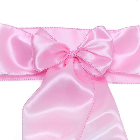 Chanruner White Satin Chair Sashes Ties Chair Ribbon Bows for Wedding Banquet Party (Light Pink, 50PCS) in Saudi Arabia