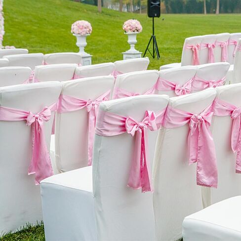 Chanruner White Satin Chair Sashes Ties Chair Ribbon Bows for Wedding Banquet Party (Light Pink, 50PCS) in Saudi Arabia
