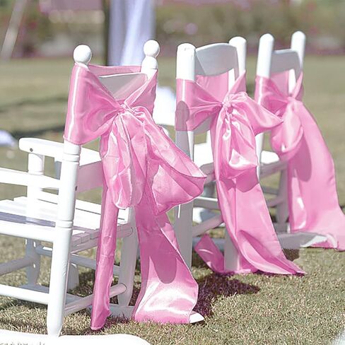 Chanruner White Satin Chair Sashes Ties Chair Ribbon Bows for Wedding Banquet Party (Light Pink, 50PCS) in Saudi Arabia