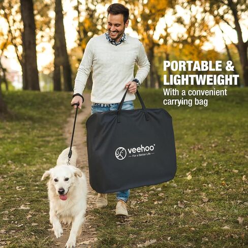 Veehoo Portable Puppy Playpen - Foldable Dog Playpen Indoor with Removable Zipper Top, Pop Up Outdoor Cat Playpen Pet Playpen with Carrying Case, Black in Kuwait