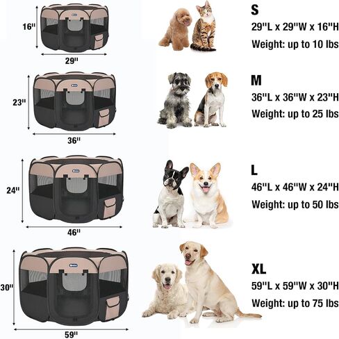 Veehoo Portable Puppy Playpen - Foldable Dog Playpen Indoor with Removable Zipper Top, Pop Up Outdoor Cat Playpen Pet Playpen with Carrying Case, Black in Kuwait