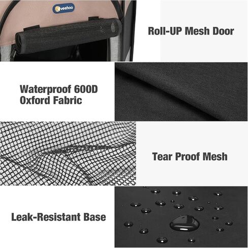 Veehoo Portable Puppy Playpen - Foldable Dog Playpen Indoor with Removable Zipper Top, Pop Up Outdoor Cat Playpen Pet Playpen with Carrying Case, Black in Kuwait