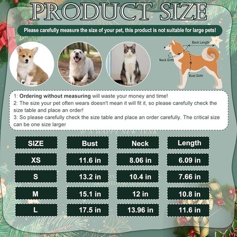 DK177 Dogs Dresses Lightweight Velvet Christmas Pet Clothes, Puppy Dress Doggie Party Girl One Piece with Bowknot Cat Apparel Holiday Puppy Cat Costume New Year Gift for Small Medium Dogs (Green) in Kuwait