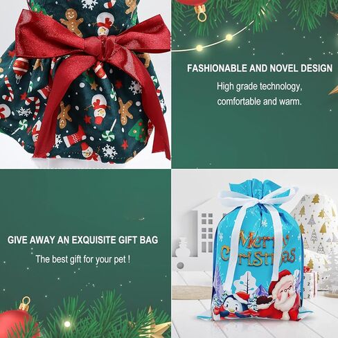 DK177 Dogs Dresses Lightweight Velvet Christmas Pet Clothes, Puppy Dress Doggie Party Girl One Piece with Bowknot Cat Apparel Holiday Puppy Cat Costume New Year Gift for Small Medium Dogs (Green) in Kuwait