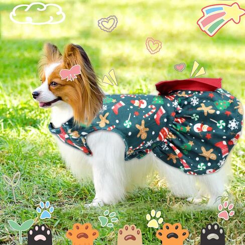DK177 Dogs Dresses Lightweight Velvet Christmas Pet Clothes, Puppy Dress Doggie Party Girl One Piece with Bowknot Cat Apparel Holiday Puppy Cat Costume New Year Gift for Small Medium Dogs (Green) in Kuwait