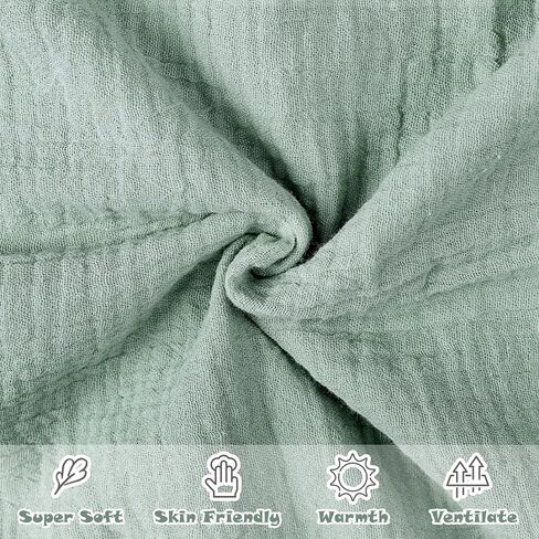 بطانيات أطفال من Hooyax Muslin، بطانية حضانة فائقة النعومة للأولاد والبنات، تصميم بطبقة مزدوجة، واجهة قطنية وظهر منقط، بطانيات دافئة لاستقبال القماط لحديثي الولادة، 30 بوصة × 40 بوصة أخضر in Kuwait