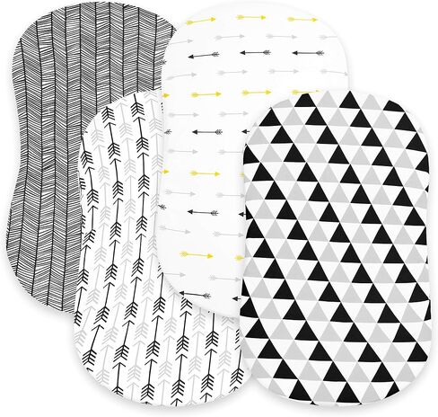 Bassinet Bed Sheets – Bassinet Fitted Sheets 4 Pack – 100% Jersey Knit Cotton Cradle Sheets – Bassinet Bedding for Standard Size Oval or Rectangular Bassinet Pads – Bassinet Sheet for Boy & Girl in Saudi Arabia