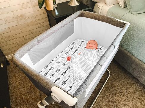 Bassinet Bed Sheets – Bassinet Fitted Sheets 4 Pack – 100% Jersey Knit Cotton Cradle Sheets – Bassinet Bedding for Standard Size Oval or Rectangular Bassinet Pads – Bassinet Sheet for Boy & Girl in Saudi Arabia