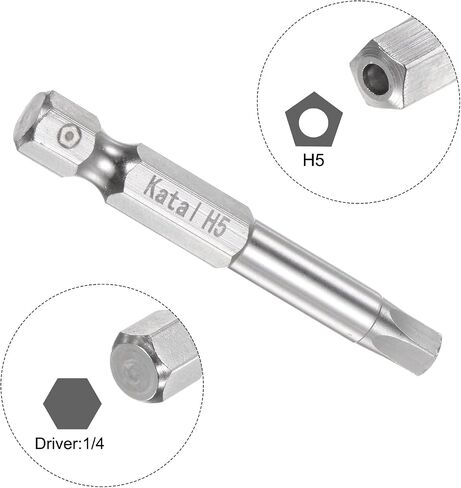 HARFINGTON 5pcs H3 Pentagon Screwdriver Bit 1/4" Hex Shank 2" Length Magnetic Security Screw Driver Power Tool in Saudi Arabia