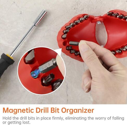 Homaisson Denture Drill Bit Holder with 28 Bits, Teeth-Shaped Bit Storage Box, Magnetic Quick Change Drill Bit Organizer, Portable 1/4" Bit Storage Rack in Saudi Arabia