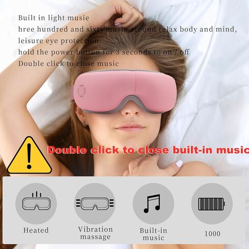 مدلك العين مع الموسيقى، قناع تدليك العين والمعبد قابل للتسخين والقابل لإعادة الشحن للاسترخاء من إجهاد العين in Kuwait