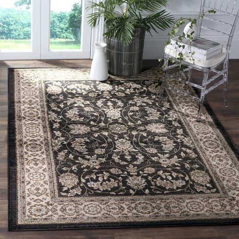 SAFAVIEH Lyndhurst Collection Area Rug - 7' Square, Grey & Cream, Traditional Oriental Design, Non-Shedding & Easy Care, Ideal for High Traffic Areas in Living Room, Bedroom (LNH340G) in Saudi Arabia