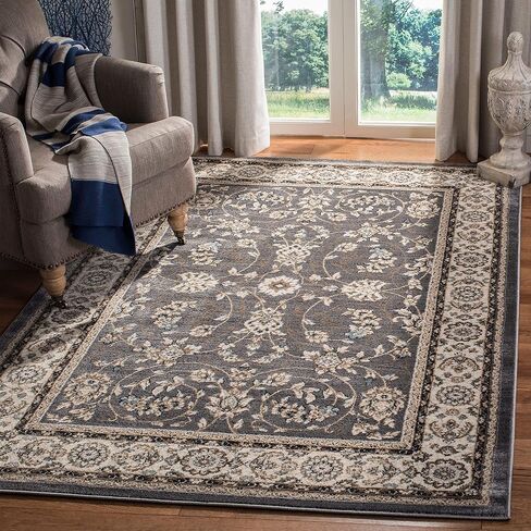 SAFAVIEH Lyndhurst Collection Area Rug - 7' Square, Grey & Cream, Traditional Oriental Design, Non-Shedding & Easy Care, Ideal for High Traffic Areas in Living Room, Bedroom (LNH340G) in Saudi Arabia