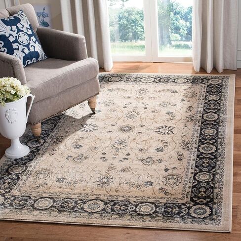 SAFAVIEH Lyndhurst Collection Area Rug - 7' Square, Grey & Cream, Traditional Oriental Design, Non-Shedding & Easy Care, Ideal for High Traffic Areas in Living Room, Bedroom (LNH340G) in Saudi Arabia