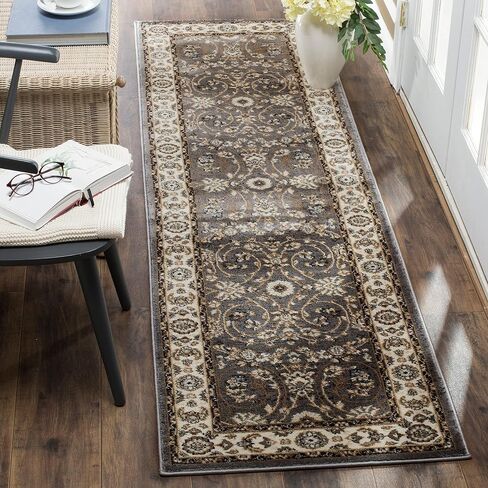 SAFAVIEH Lyndhurst Collection Area Rug - 7' Square, Grey & Cream, Traditional Oriental Design, Non-Shedding & Easy Care, Ideal for High Traffic Areas in Living Room, Bedroom (LNH340G) in Saudi Arabia