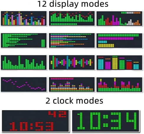 ساعة الكترونية ملونة باضاءة LED ملونة من كراسنويار، اضاءة ايقاعية بتحكم صوتي 1624 ار جي بي، مصباح قطبي لعرض الساعة in Kuwait