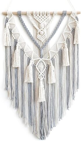 لوحة فنية جدارية من فاشيون ستورم بوهو مكرامية للتعليق على الحائط (عاجي ورمادي) in Kuwait