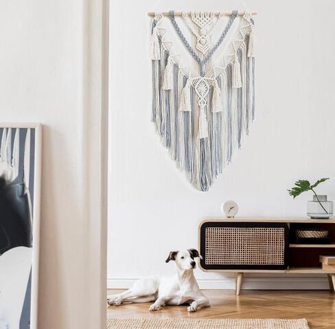 لوحة فنية جدارية من فاشيون ستورم بوهو مكرامية للتعليق على الحائط (عاجي ورمادي) in Kuwait